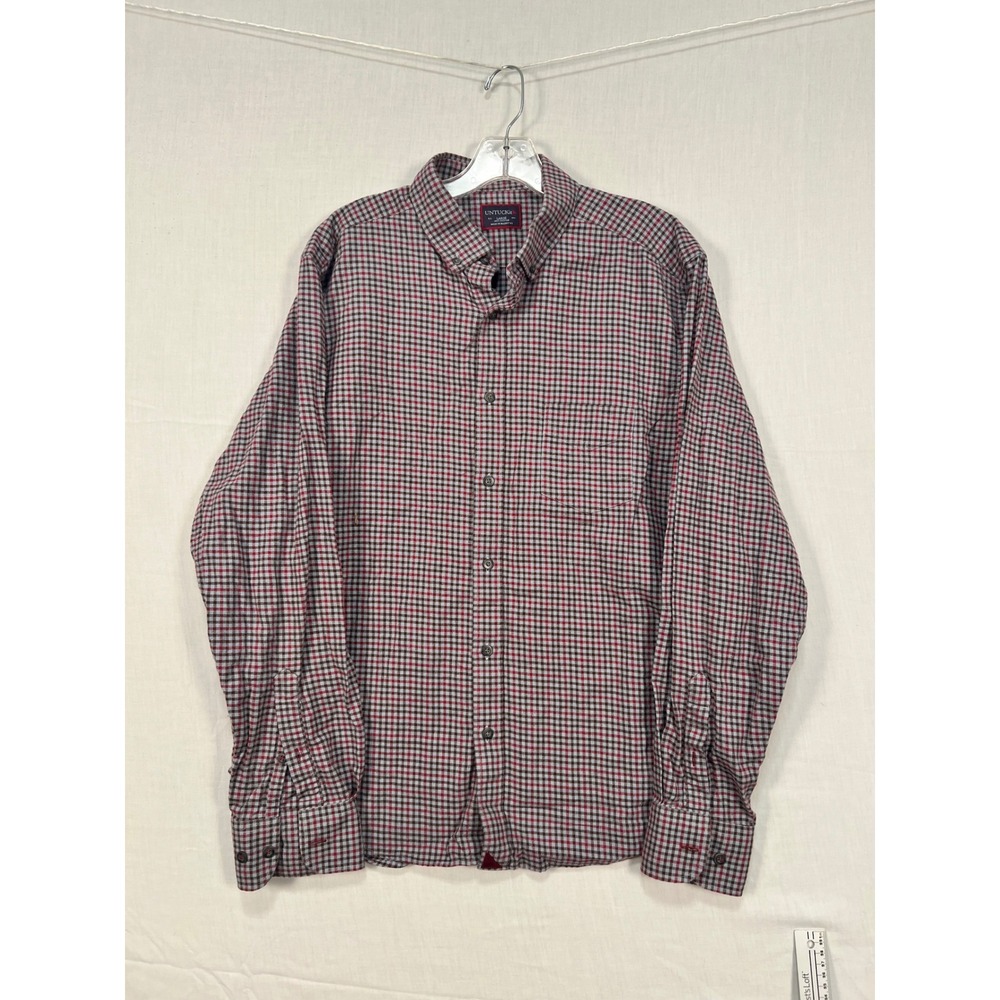 UNTUCKit Vin De Garde Mens Large Red Blue Check Cotton Button Down Shirt